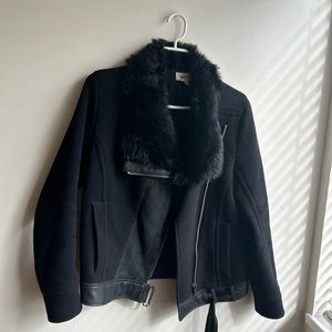 Helmut Lang Wool Shearling and Leather Coat